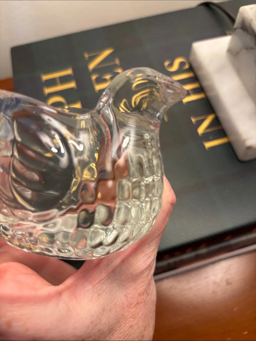 Vintage 70’s Avon Clear Glass Dove Bird Match Holder Candle Holder Trinket